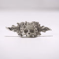 decayed skull and leaves lapel pin front view