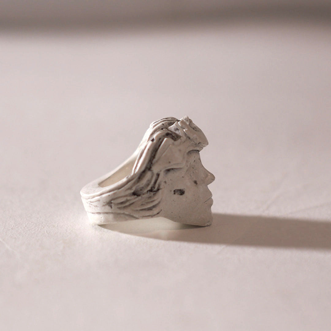 mini sculpture moon goddess ring