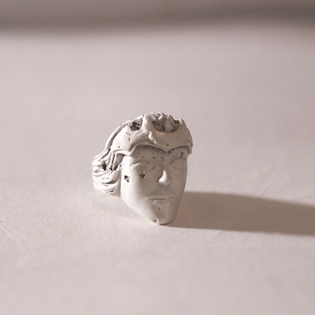 mini sculpture moon goddess ring