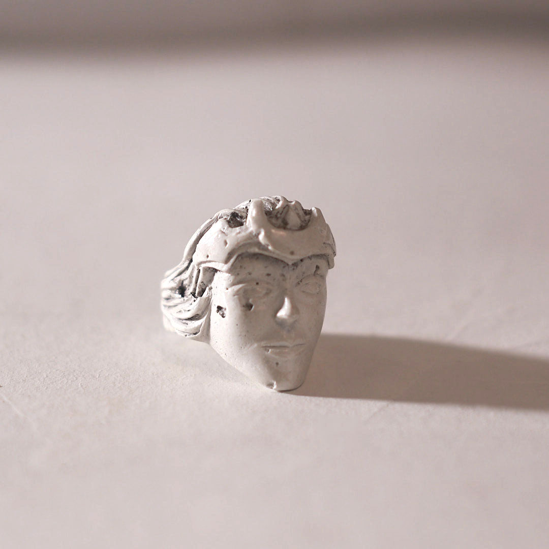 mini sculpture moon goddess ring