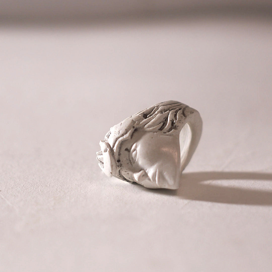 mini sculpture moon goddess ring